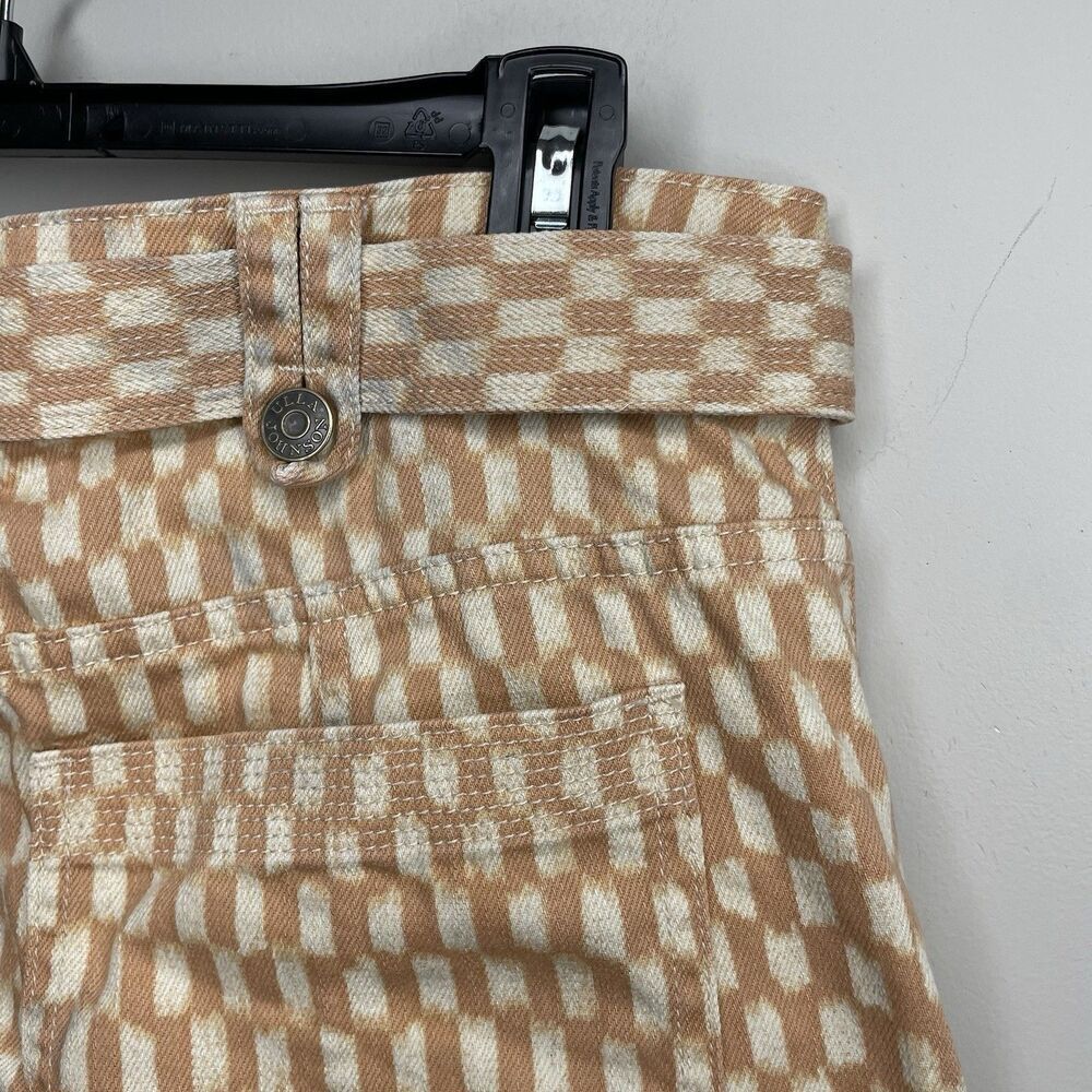 ULLA JOHNSON Waverly Printed Jeans Women 12 Tan Check Print Tapered 100% Cotton - Picture 8 of 14
